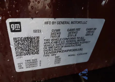 2023 Chevrolet Tahoe 4Wd Z71 из США, поврежденный, VIN 1GNSKPKDXPR305191